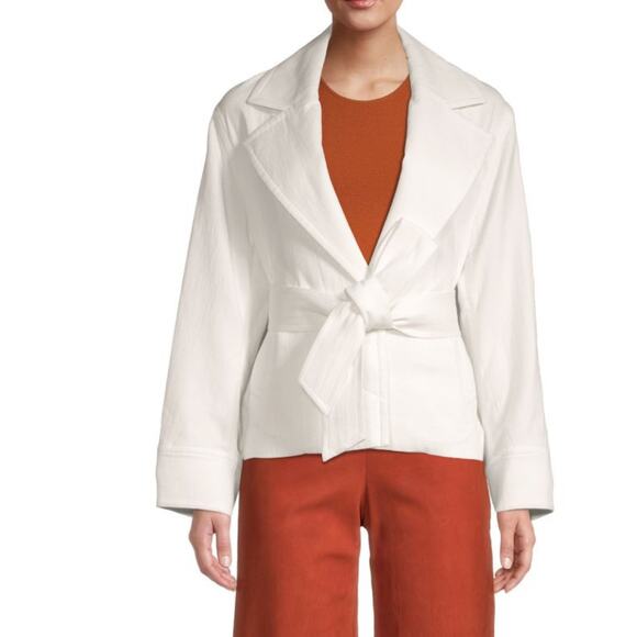 Vince Jackets & Blazers - VINCE New White Belted Crop Single Button Jacket Women's Large NWT
